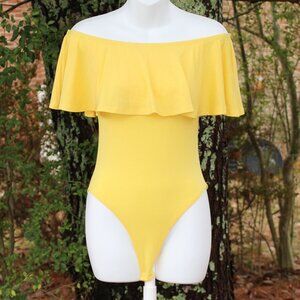 Fresh Kale Bath Company Zenana Kendra Bodysuit Yellow Size Small NWT